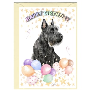 "Geburtstagskarte ""Scottish Terrier"" mit Umschlag - Leere Innenseite für Ihre eigene Nachricht." Perfekt für jeden Hundefreund.