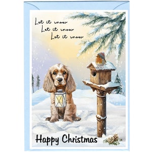 Cocker Spaniel Puppy Dog Christmas Card (6&quot; x 4&quot;) Blank inside - with Envelope.  Perfect item for any Dog Lover