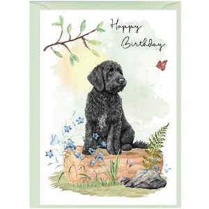 "Labradoodle / Doodle-Hund ""Happy Birthday"" Karte (15 x 10 cm) mit Umschlag - Leere Innenseite für Ihre eigene Nachricht." Perfekt für jeden Hundefreund