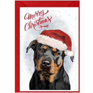 Tarjeta de Navidad para perros Rottweiler (6" x 4") Interior en blanco - con sobre. Artículo perfecto para cualquier amante de los perros.