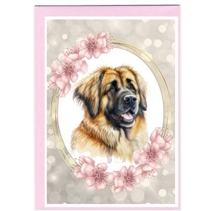 Gepersonaliseerde Leonberger hondenwenskaart /Notelet (6" x 4") met envelop.  Kan desgewenst leeg worden gelaten