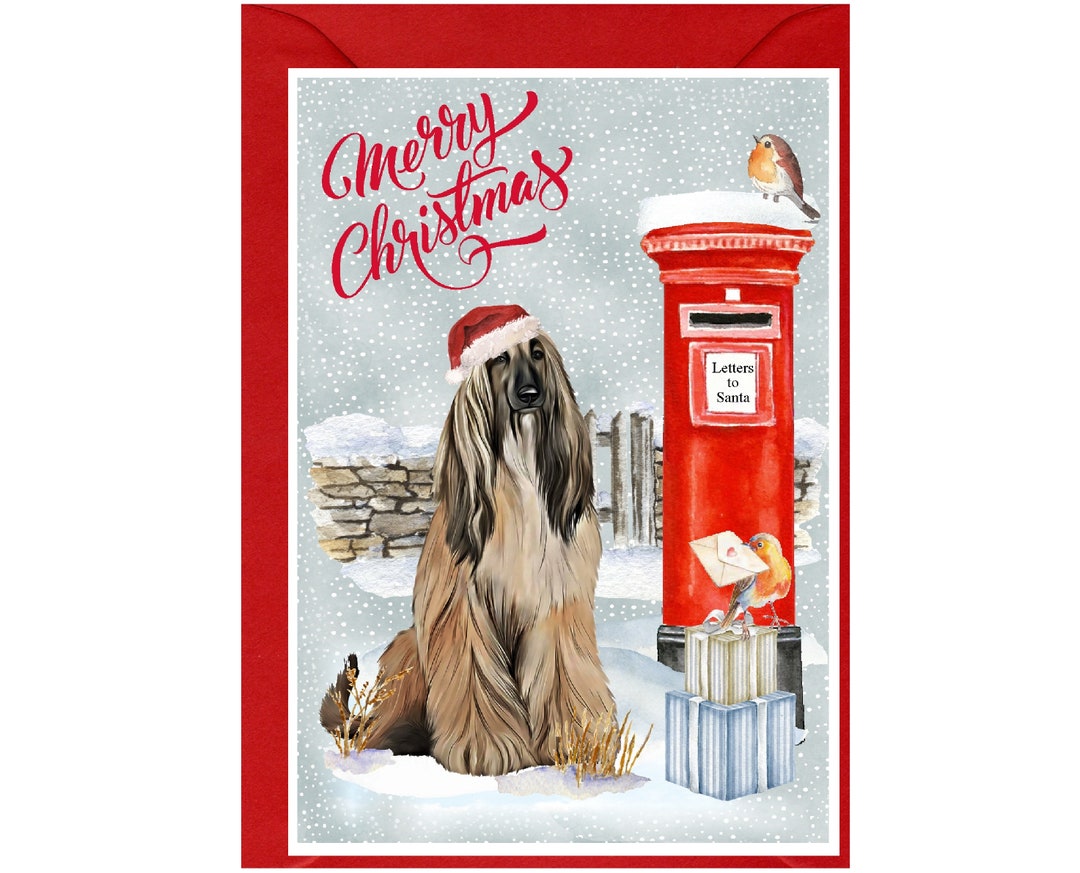 Afghan Hound Dog Christmas Card (6" X 4") Blank Inside - With Envelope ...