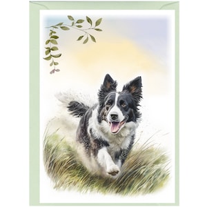 Gepersonaliseerde wenskaart border collie-hond (6 x 4 inch) met envelop - ideaal voor elke gelegenheid. Kan desgewenst leeg worden gelaten
