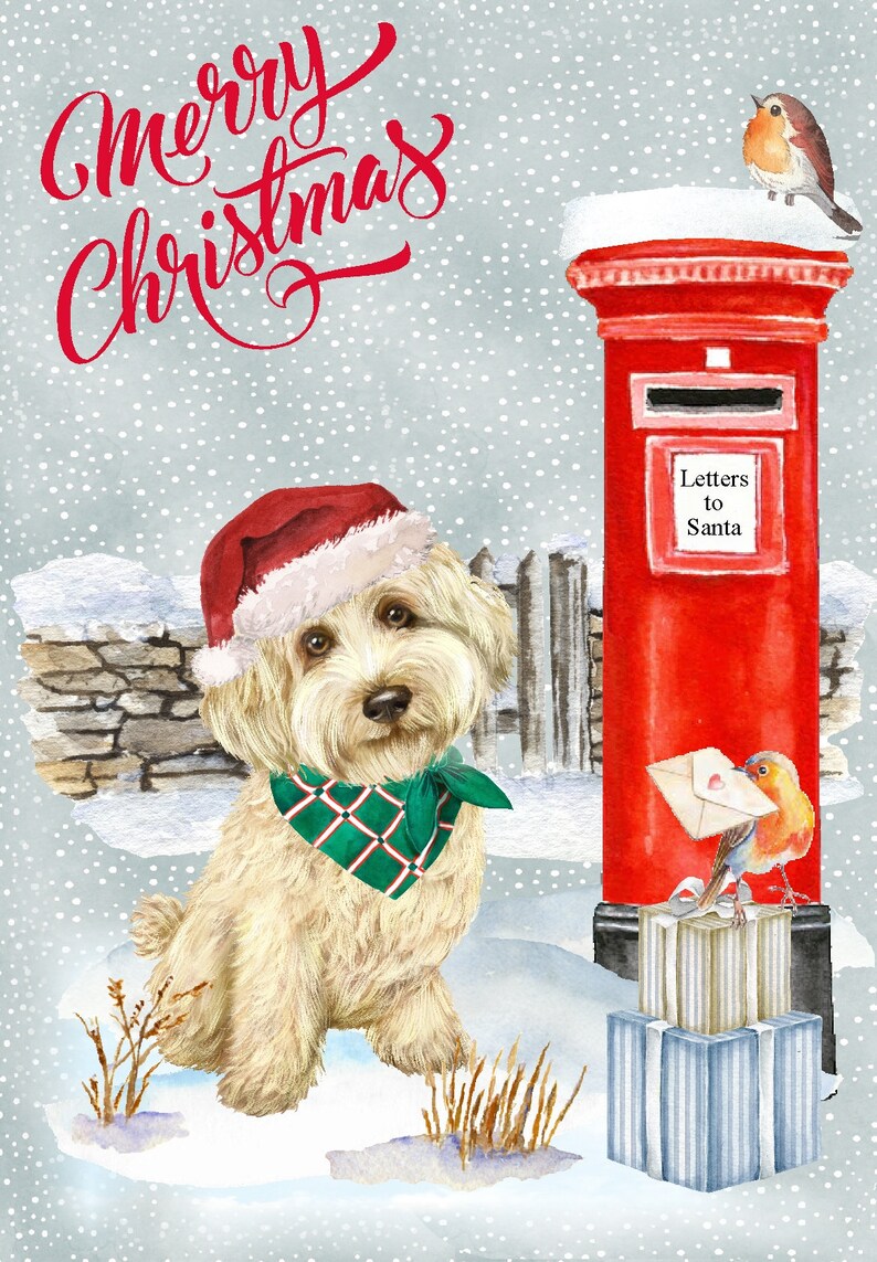 Labradoodle / Doodle Dog Christmas Card (6" X 4") Blank Inside - With ...