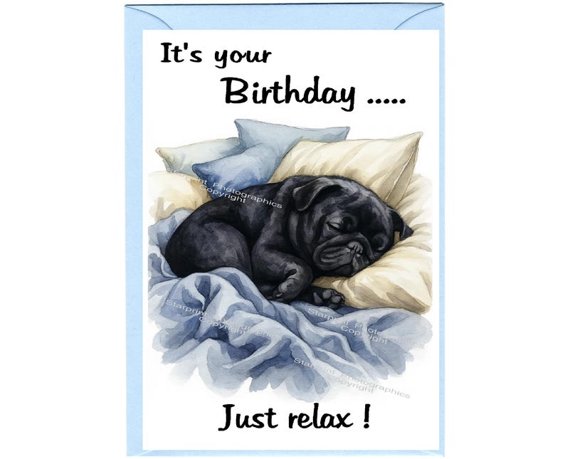 Pug (black) Dog Birthday Card (6" X 4") With Envelope - Blank Inside ...