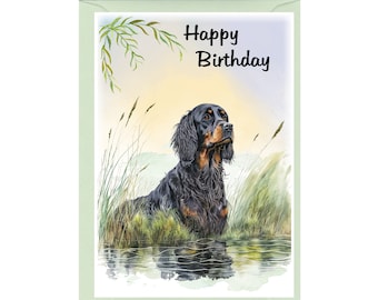 Gordon Setter Dog "Happy Birthday" Card (6"x 4") with Envelope. Blank inside for your own message. Perfect for any dog lover