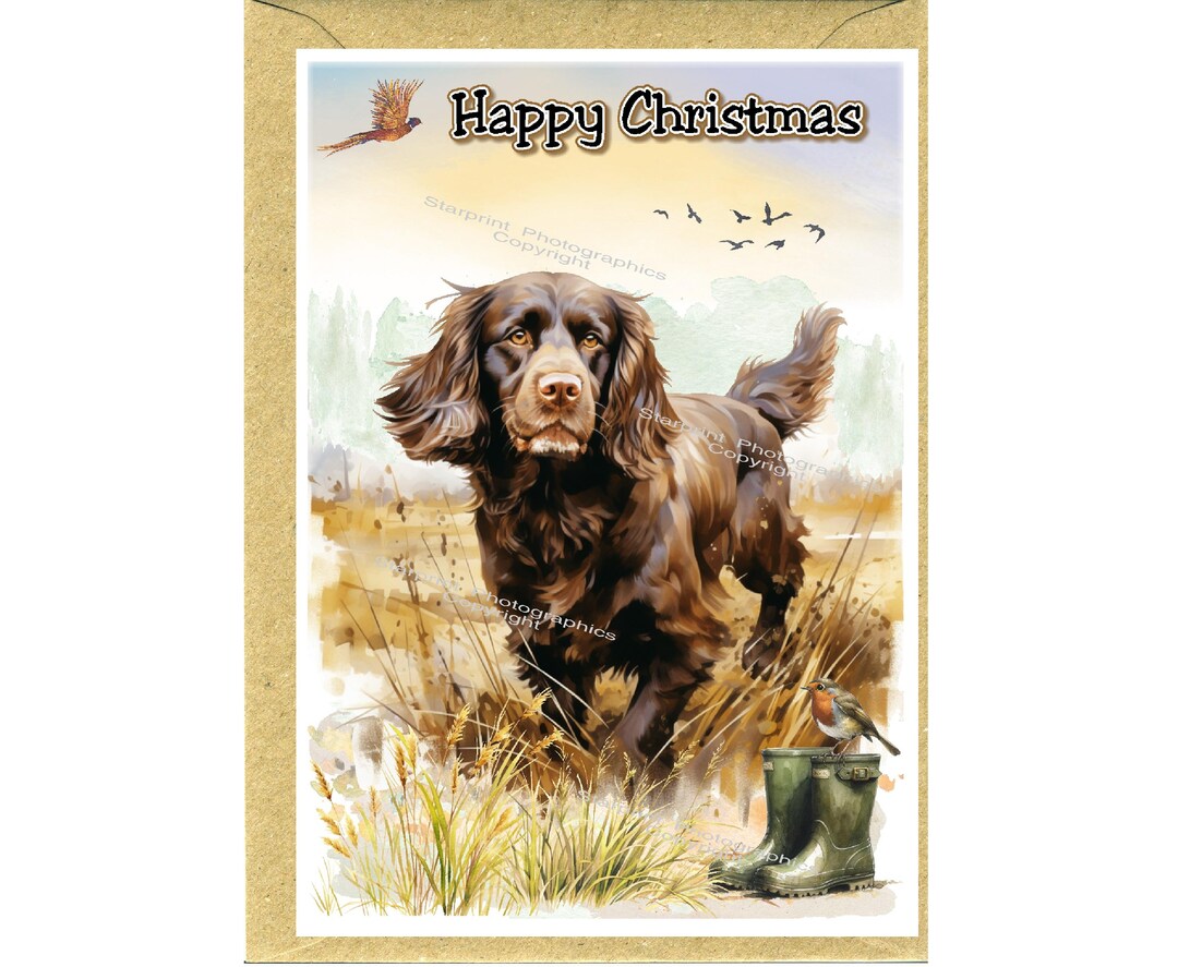 Cocker Spaniel Working Brown Dog Christmas Card (6" X 4") Blank Inside ...