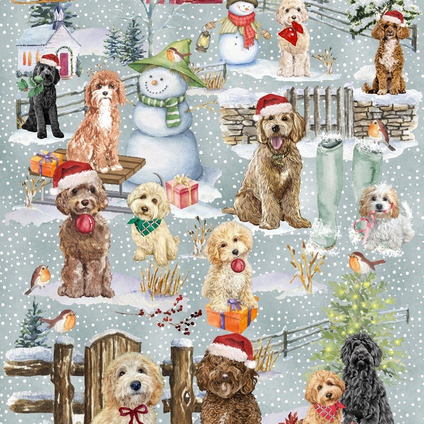 Doodle Dog Christmas Gift Wrapping Paper. Perfect for any dog lover.  Make your gift extra special