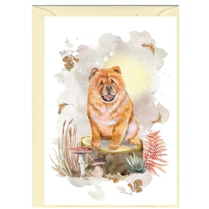 Gepersonaliseerde chow-chowhondwenskaart (6 x 4 inch) met envelop: ideaal voor elke gelegenheid.  Kan desgewenst leeg worden gelaten