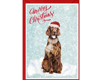 Irish Setter Red Dog Christmas Card (6" x 4") Blank inside - with Envelope.  Perfect item for any Dog Lover