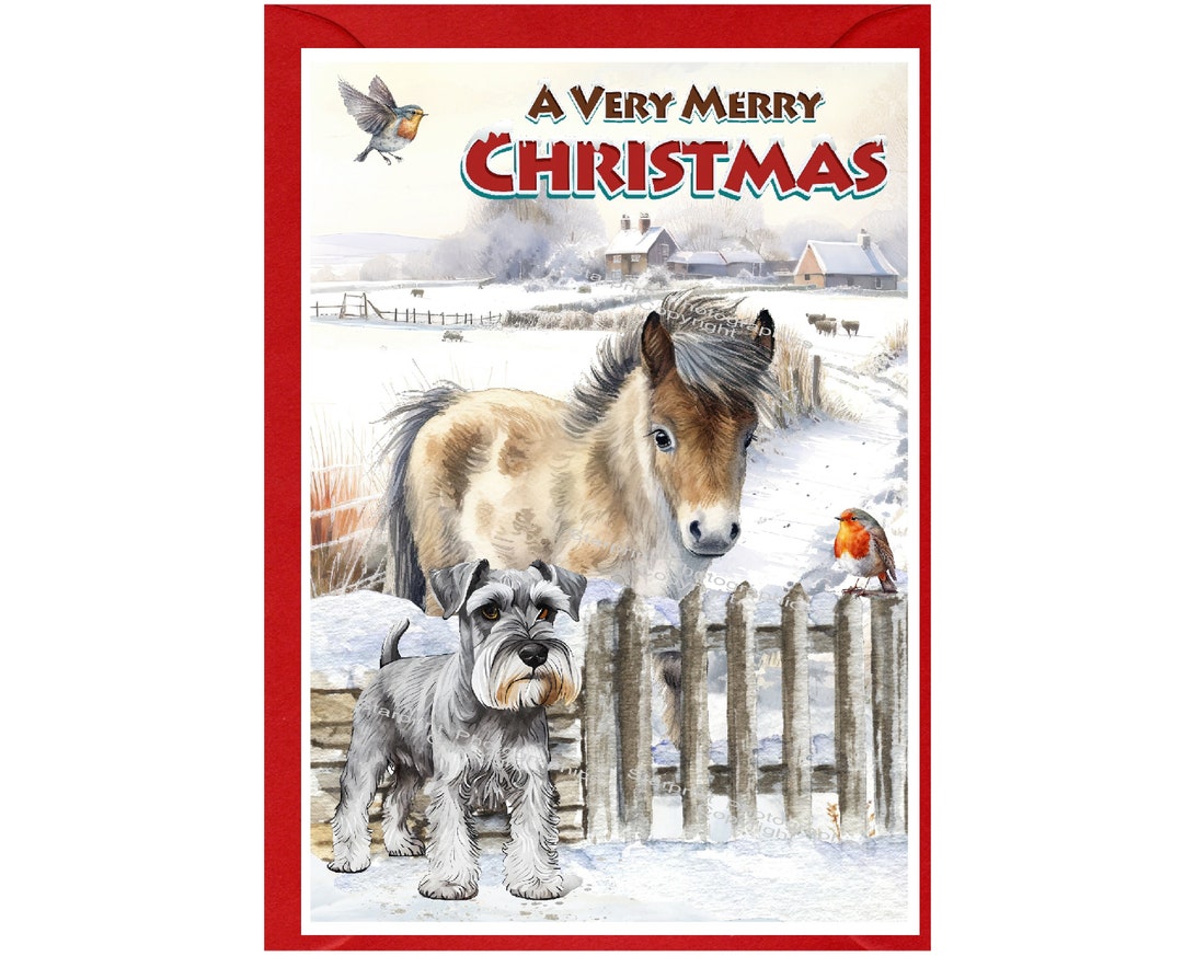 Miniature Schnauzer Dog Christmas Card (6" X 4") With Envelope - Blank ...