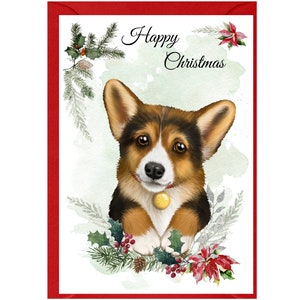 Corgi Dog Christmas Card (6&quot; x 4&quot;) Blank inside - with Envelope.  Perfect item for any Dog Lover