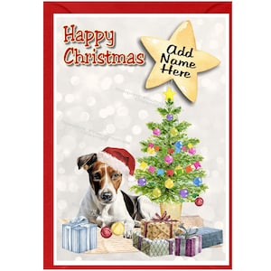 Carte de Noël personnalisée pour chien Fox Terrier lisse (6 x 4 po.) vierge à l'intérieur - avec enveloppe. Article parfait pour tous les amoureux des chiens