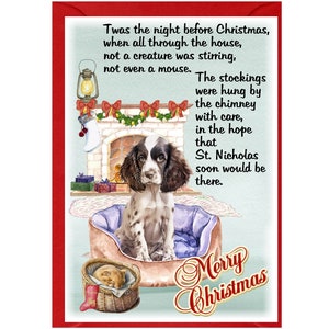 Englische Springer Spaniel-Welpen-Hundeweihnachtskarte 15 x 10 cm Innen leer - mit Umschlag. Perfekter Artikel für jeden Hundeliebhaber