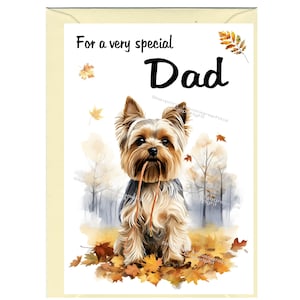 Biglietto vuoto/notelet per Yorkshire Terrier, cane Yorkie per papà (6" x 4") con busta - Ideale per la festa del papà, compleanno, ecc.