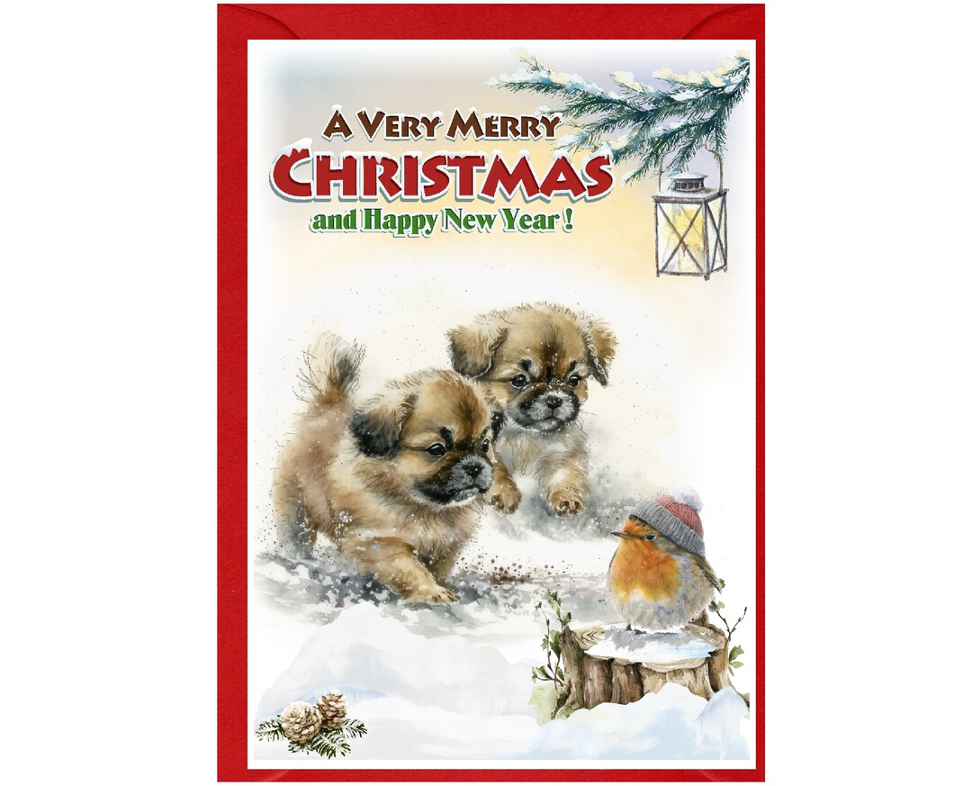 Tibetan Spaniel Dog Christmas Card (6" X 4") Blank Inside - With ...