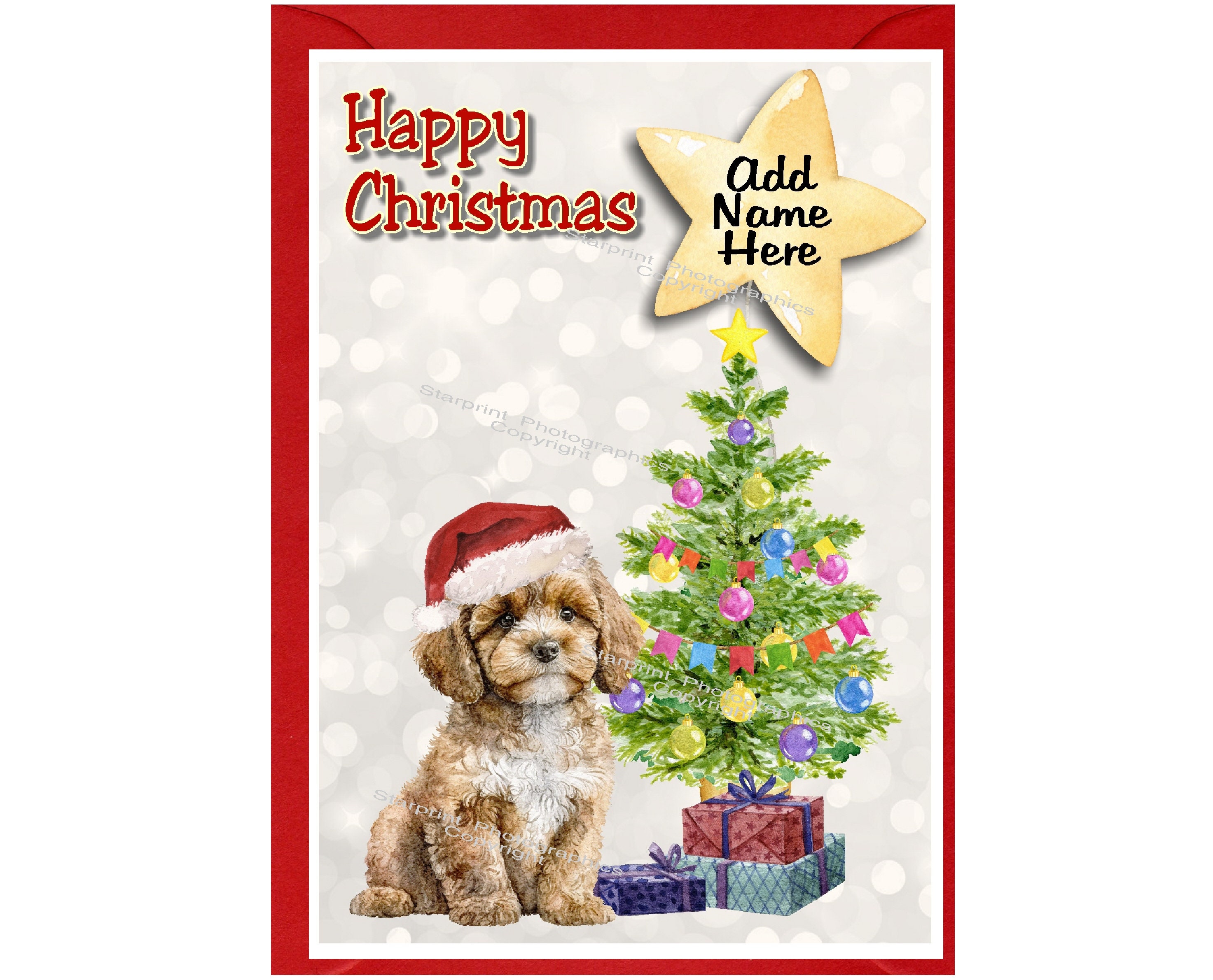 Personalised Cavapoo / Doodle Dog Christmas Card (6" X 4") Blank Inside ...