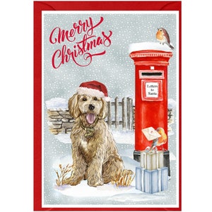 Golden Doodle / Labradoodle Dog Christmas Card (6" x 4") Blank inside - with Envelope.  Featuring the Labradoodle / Black Golden Doodle.