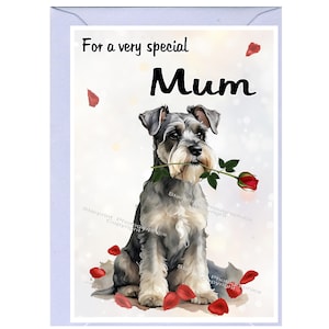 Zwergschnauzer Blanko Karte für Mama (15x10cm) mit Umschlag - Ideal für Muttertag, Geburtstag, etc.