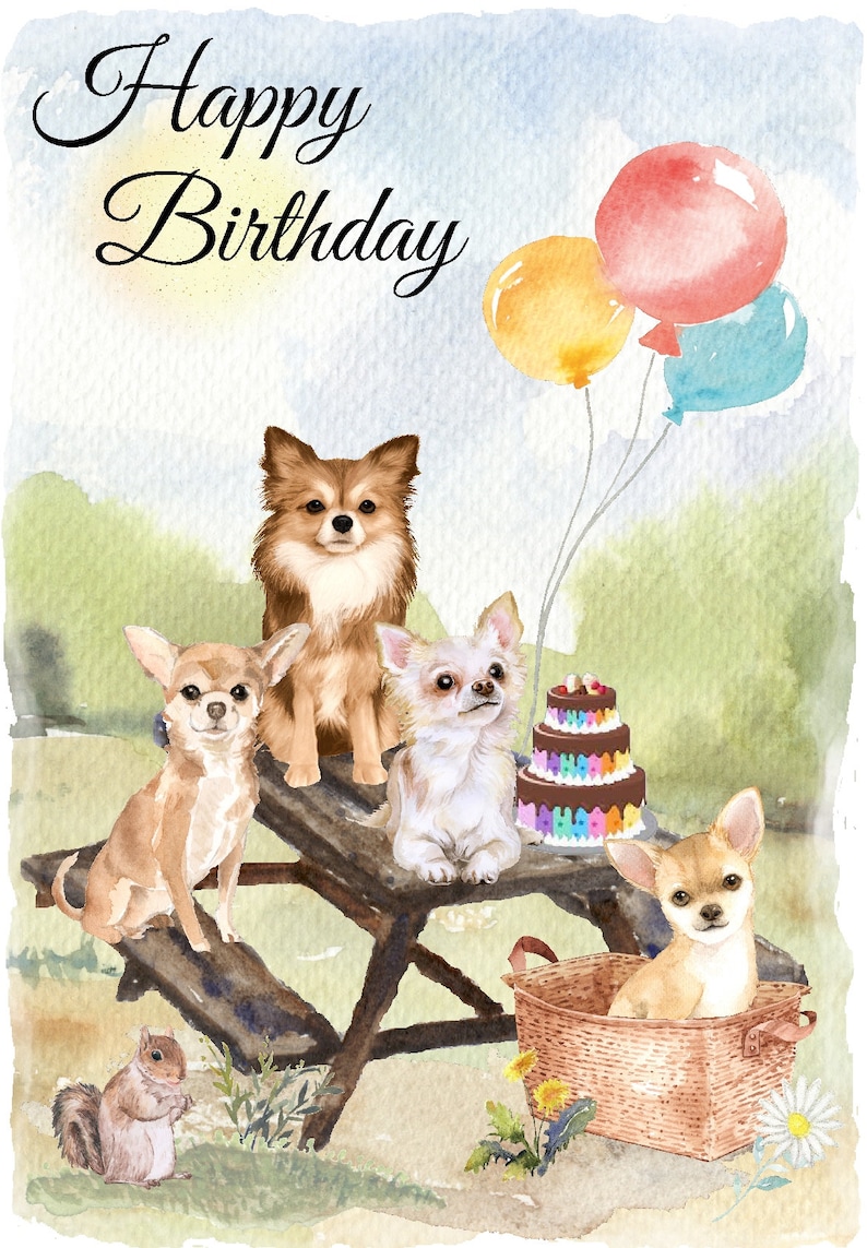 Chihuahua Dog happy Birthday Card 6x - Etsy