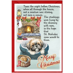 Tarjeta de Navidad para perros Shih Tzu (6" x 4") Interior en blanco - con sobre. Artículo perfecto para cualquier amante de los perros.
