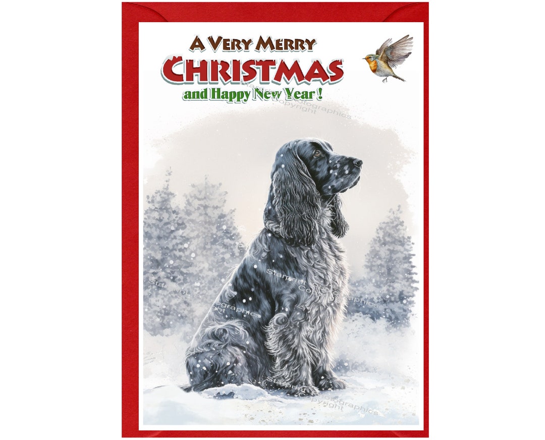 Cocker Spaniel Dog Christmas Card (6" X 4") Blank Inside - With ...