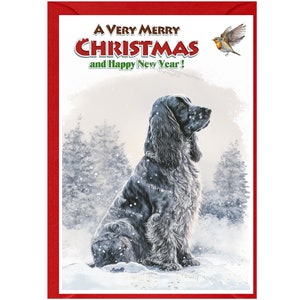 Carte de Noël pour chien cocker (6 x 4 po.) vierge à l'intérieur - avec enveloppe. Article parfait pour tous les amoureux des chiens