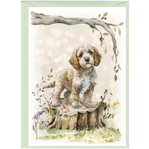 Gepersonaliseerde cockapoo/doodle hondenwenskaart (6 x 4 inch) met envelop: ideaal voor elke gelegenheid. Kan desgewenst leeg worden gelaten