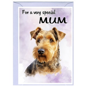 Biglietto di auguri vuoto/biglietto per la MAMMA con cane Welsh Terrier (6" x 4") con busta - Ideale per la festa della mamma, compleanno, ecc.