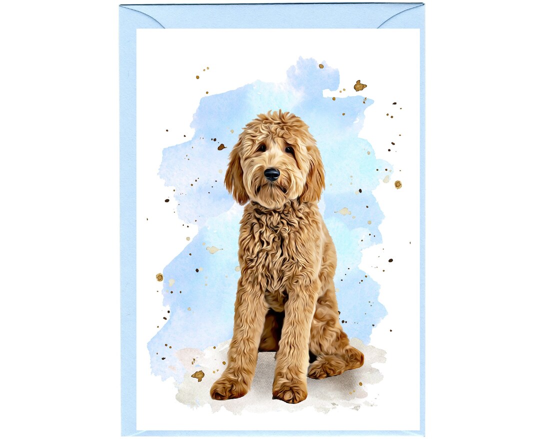 Personalised Golden Doodle Dog Greetings Card /notelet (6" X 4") With ...