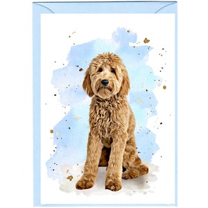 Gepersonaliseerde Golden Doodle Dog-wenskaart /Notelet (6" x 4") met envelop - Ideaal voor elke gelegenheid. Kan indien gewenst leeg gelaten worden