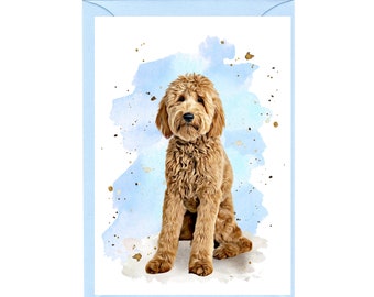 Personalised Golden Doodle Dog Greetings Card /Notelet (6&quot; x 4&quot;) with Envelope - Ideal for any occasion.  Can be left blank if preferred
