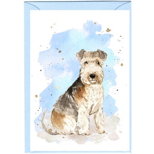 Gepersonaliseerde Lakeland Terrier-hondenwenskaart (6 x 4 inch) met envelop.  Kaart kan indien gewenst blanco worden gelaten