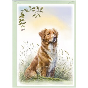 Gepersonaliseerde Nova Scotia Duck Tolling Retriever-wenskaart /Notelet (6" x 4") met envelop.  Kaart kan indien gewenst blanco worden gelaten