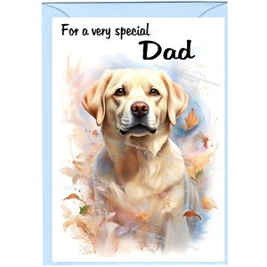 Carte vierge/notelet Labrador Retriever chien jaune/doré pour papa (6 x 4 po.) avec enveloppe - Idéal pour la fête des pères, un anniversaire, etc.