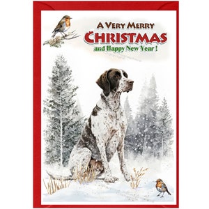 Biglietto di Natale con cane Pointer (6" x 4") interno vuoto - con busta. Articolo perfetto per ogni amante dei cani