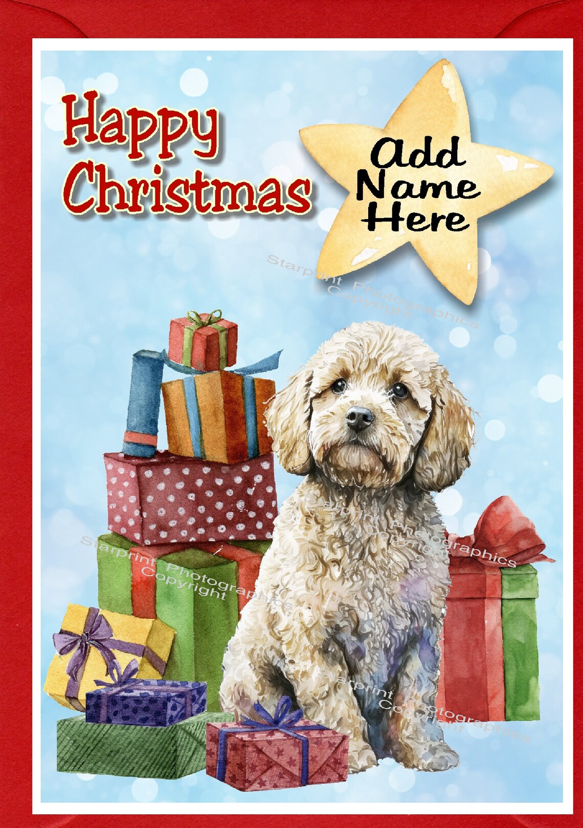 Personalised Cockapoo / Doodle Dog Christmas Card (6" X 4") Blank ...