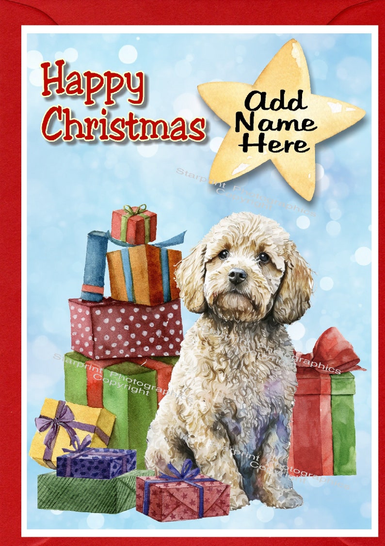 Personalised Cockapoo / Doodle Dog Christmas Card (6" X 4") Blank ...