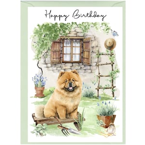 "Chow Chow ""Happy Birthday"" - Geburtstagskarte (15,5 x 10 cm) mit Umschlag." Leer innen für Ihre eigene Nachricht. Perfekt für jeden Hundefreund
