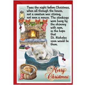 Carte de Noël West Highland White Terrier / Westie Dog (6 x 4 po.) vierge à l'intérieur - avec enveloppe. Modèle n° 2. Article parfait pour tous les amoureux des chiens