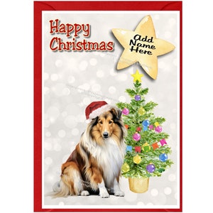 Personalisierte Collie-Hundeweihnachtskarte 15 x 10 cm, innen leer - mit Umschlag. Perfekter Artikel für jeden Hundeliebhaber