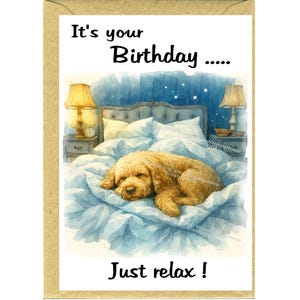 Cockapoo / Doodle (gold) Dog Birthday Card (6&quot; x 4&quot;) with Envelope - Blank inside for your own message. Perfect for any dog lover