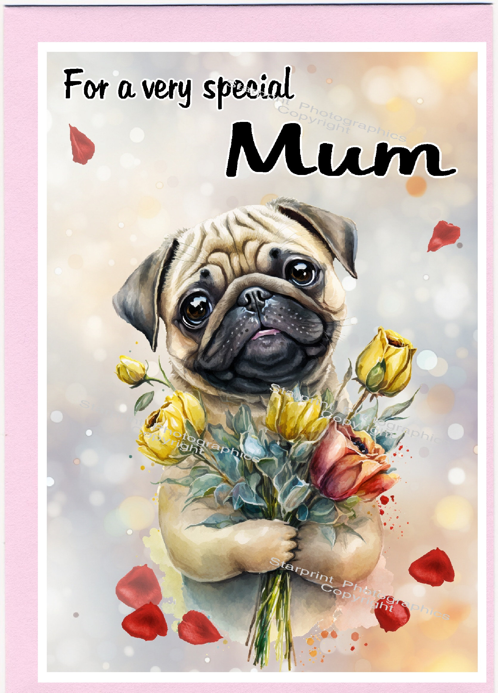 Pug Dog Blank Card /notelet for MUM (6" X 4") With Envelope - Ideal for ...