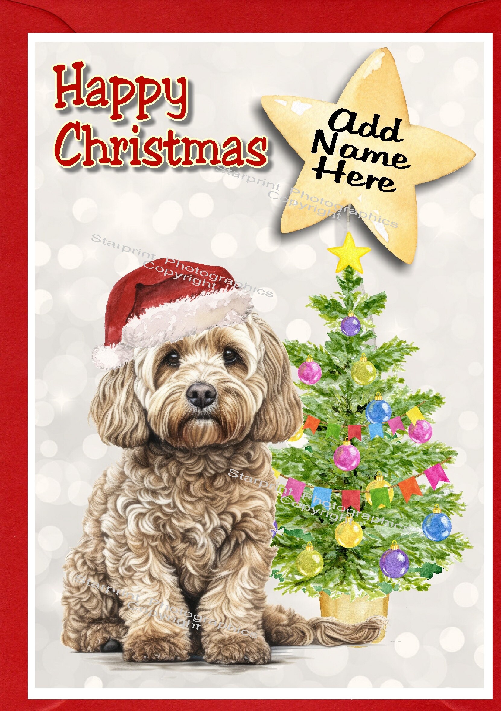 Personalised Cockapoo / Doodle Cream Dog Christmas Card (6" X 4") Blank ...