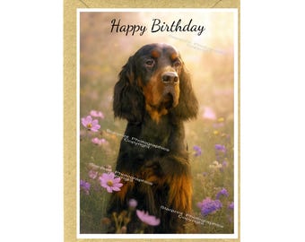 Gordon Setter Dog Birthday Card (6"x 4") with Envelope. Blank inside for your own message. Perfect for any dog lover