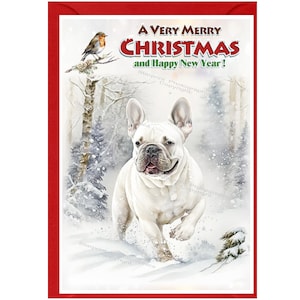 Weihnachtskarte mit Französische Bulldogge, innen blanko - mit Umschlag.  Perfekter Artikel für jeden Hundeliebhaber