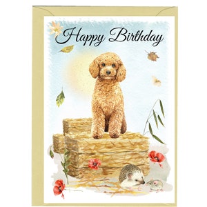 Poodle Apricot Dog &quot;Happy Birthday&quot; Card (6&quot;x 4&quot;) with Envelope. Blank inside for your own message. Perfect for any dog lover