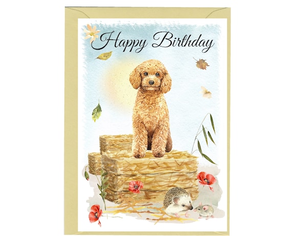 GREETINGS Girl 4TH BIRTHDAY Flower Floral Dog WISHES CARD No Envelope P.G 