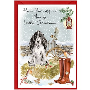 Carte de Noël pour chien Cocker Spaniel (Blue Roan) (6 x 4 po.) vierge à l'intérieur - avec enveloppe.  Article parfait pour tous les amoureux des chiens