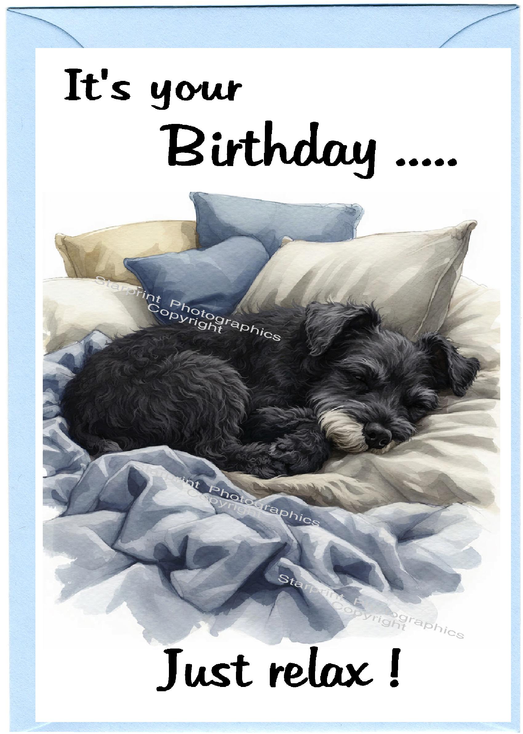 Miniature Schnauzer Dog "birthday" Card (6" X 4") With Envelope - Blank ...